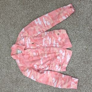 GAP Women’s Pink/white Camo Jacket/coat woman XS Drawstring waist pockets